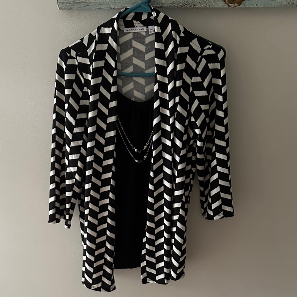 Notations Black and White Chevron Blouse